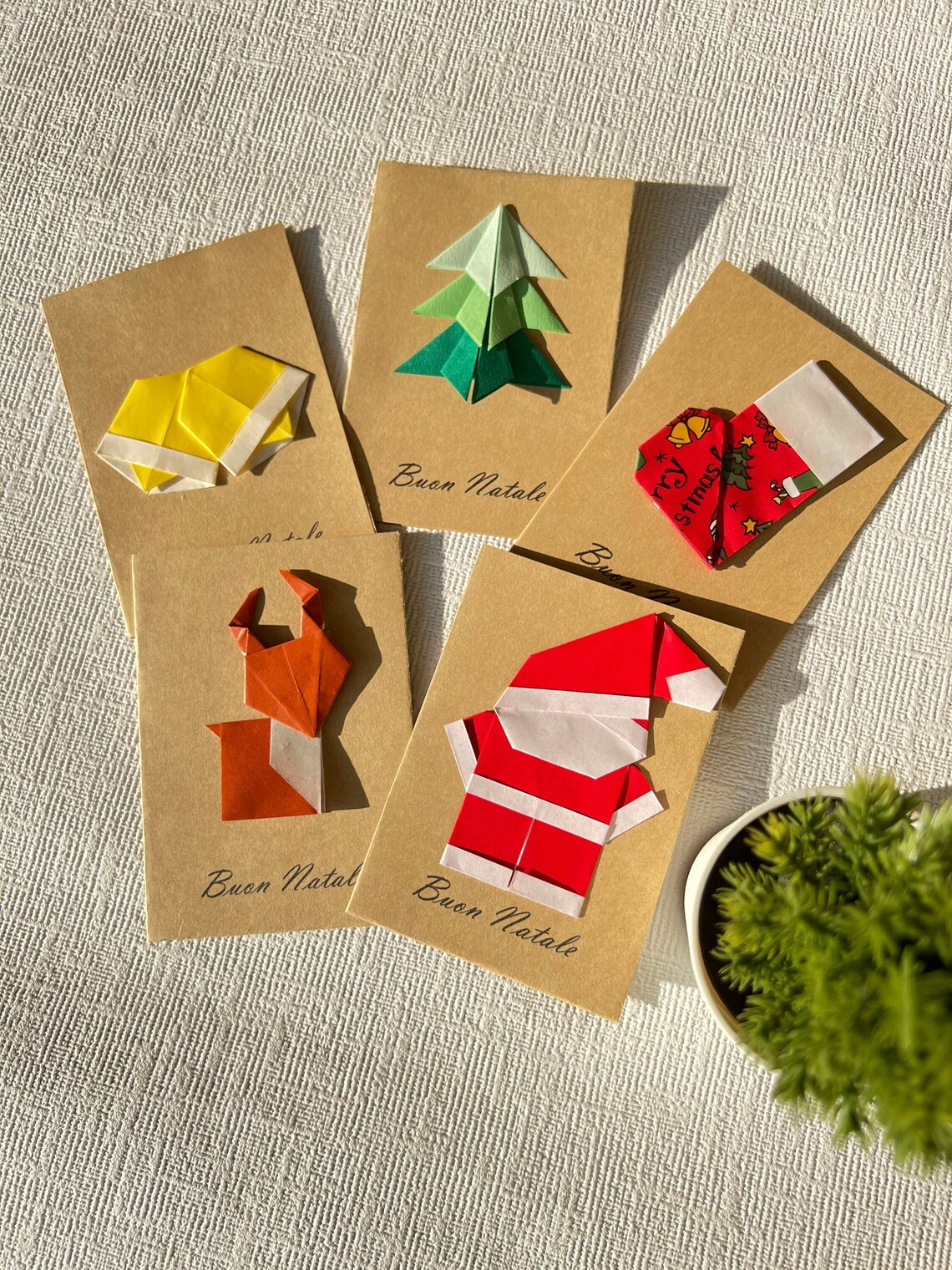 5 biglietti auguri di Natale origami immagine 1