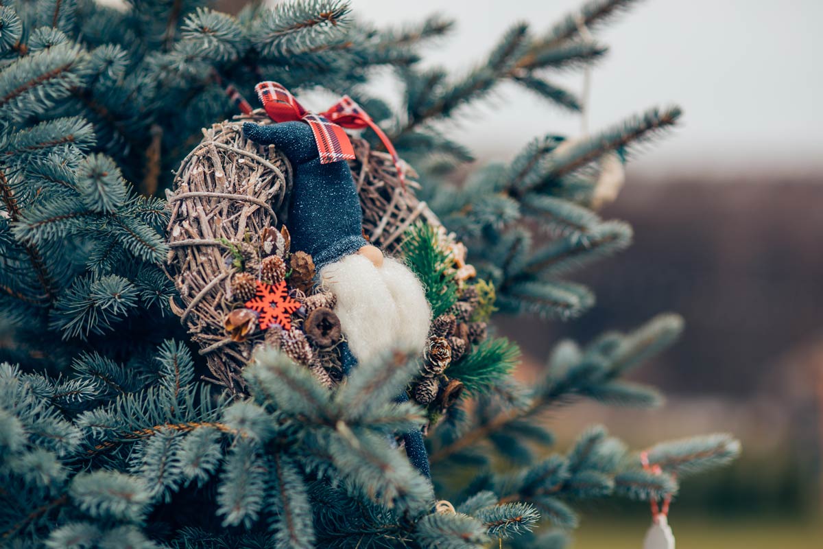 Gnomi di Natale sull'albero.