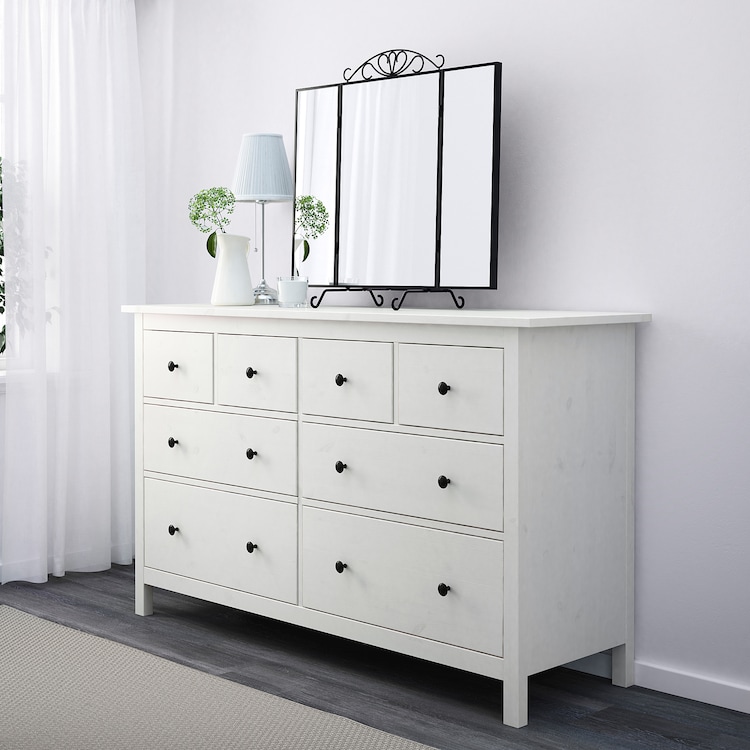 HEMNES Cassettiera con 8 cassetti, mordente bianco, 160x96 cm