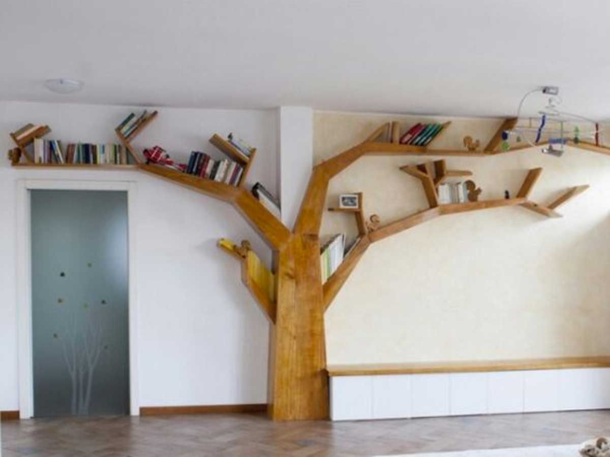 libreria a forma di albero idee