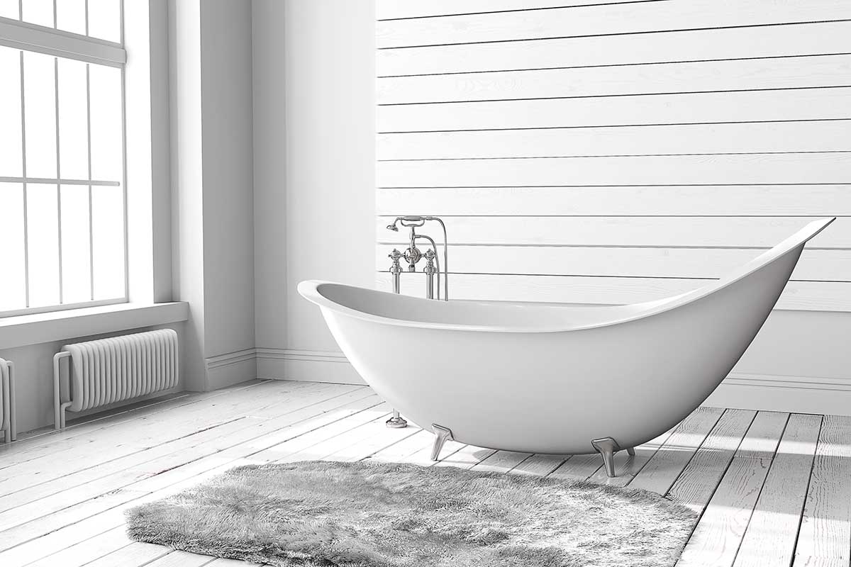 bellissimo bagno con lussuosa moquette grigia