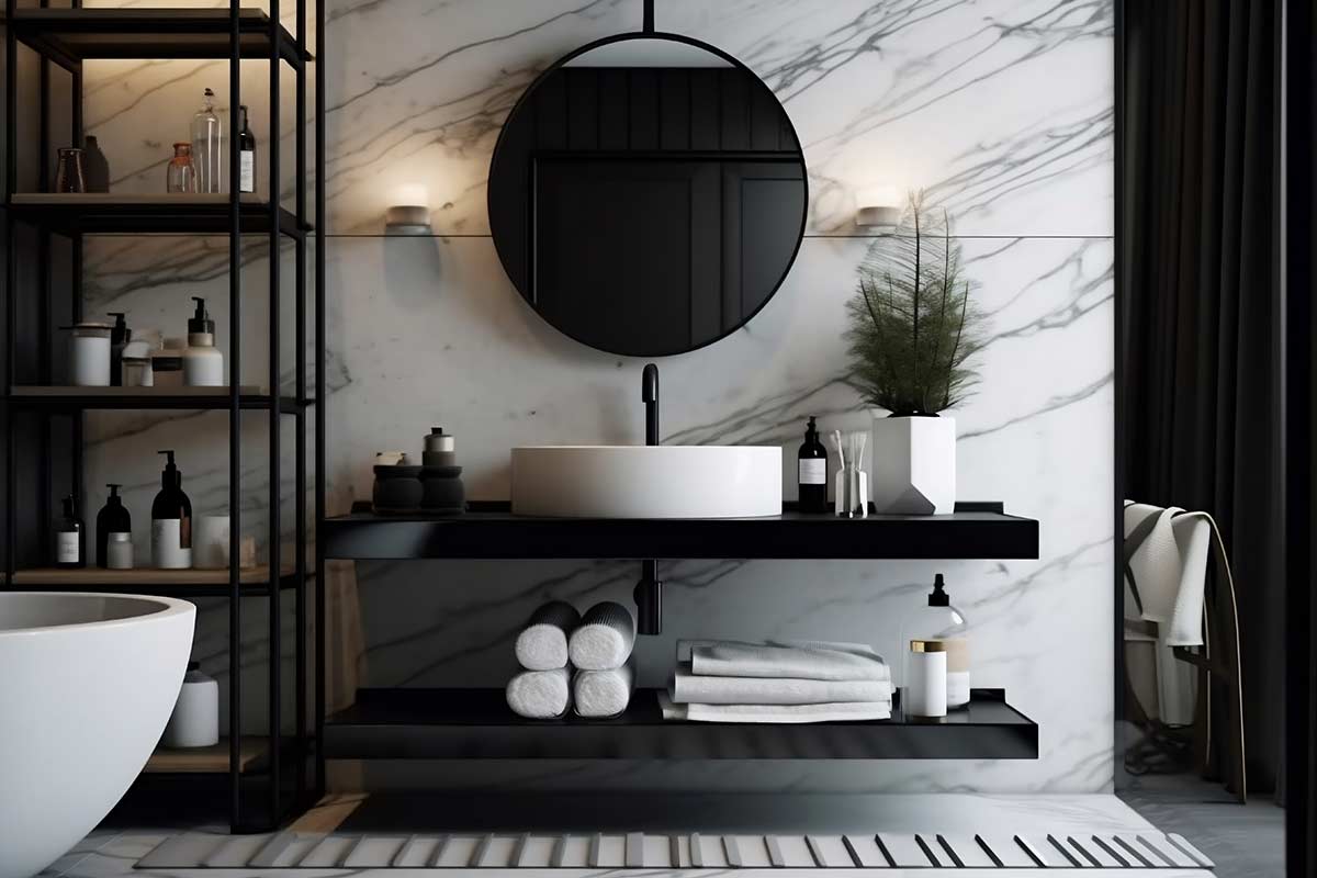 bagno moderno con marmo